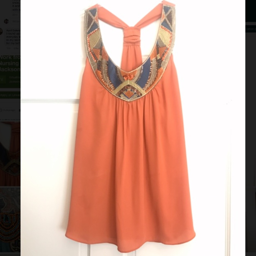 Joy Joy • orange top with embroidery and beading